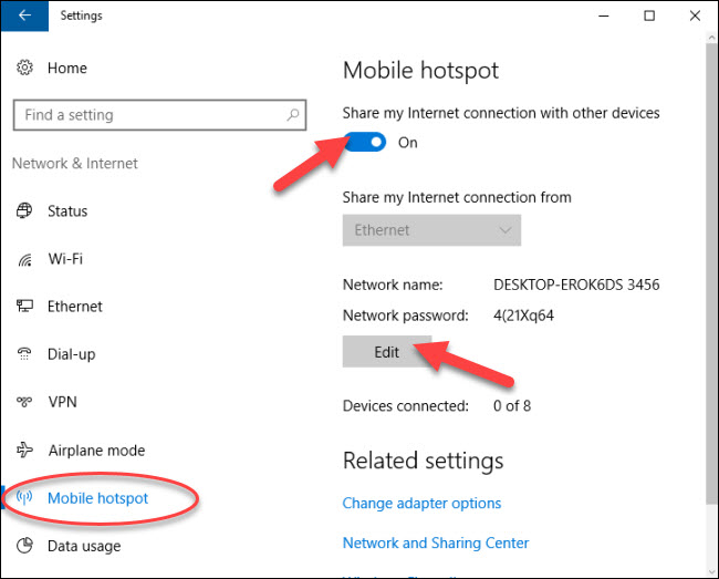 How to Create a WiFi Hotspot in Windows 10 - step 2