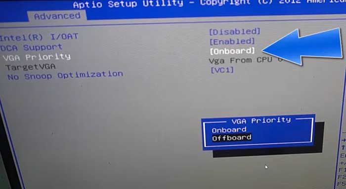 bios disable onboard video card