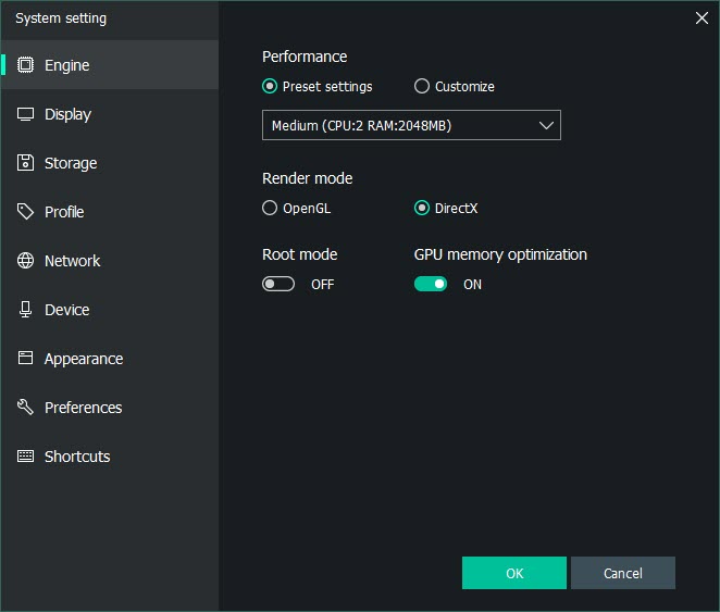 memu settings for low end pc