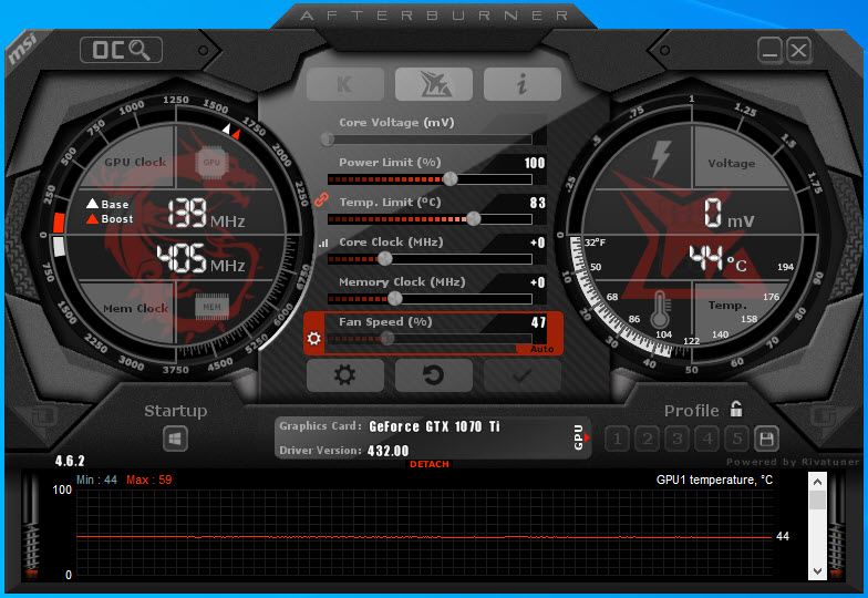 msi afterburner side by side configuration error windows 10