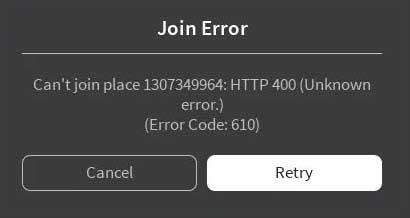 Roblox Error Code 610