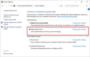 Set your Power Plan Mode to “High-Performance” Mode