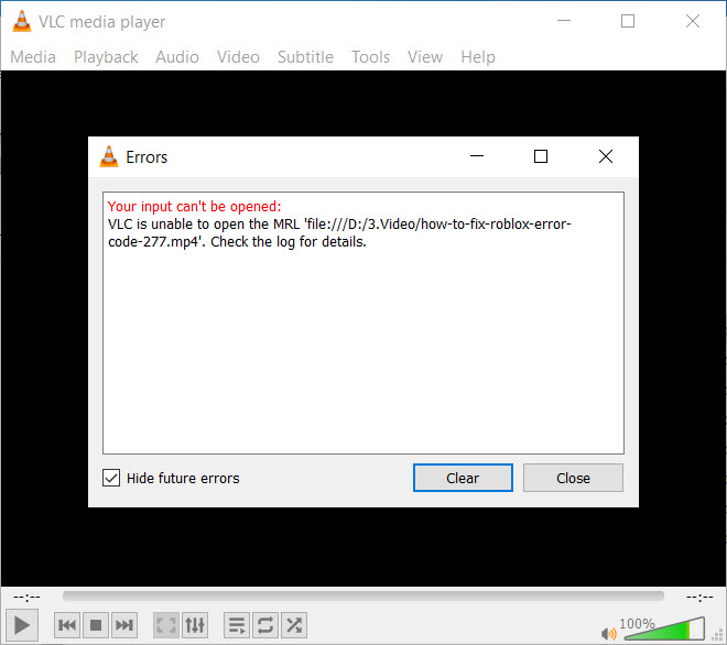 VLC is unable to open the MRL file