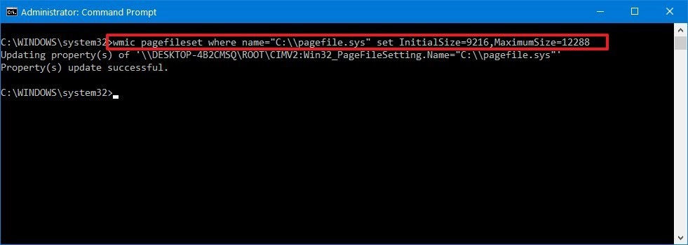 How to increase virtual memory using Command Prompt - 3