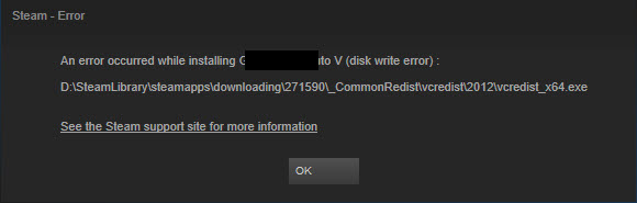 fallout 3 goty steam disk write error