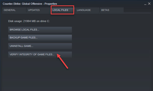 Verify integrity of game files