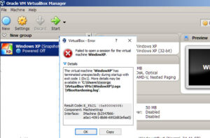 virtualbox failed