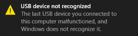 USB Device not recognized