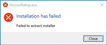 Discord не устанавливается failed to extract installer