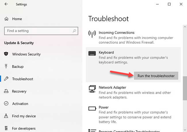 laptop keyboard troubleshooting windows 10