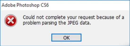 Could not complete your request due to a problem parsing the JPEG data